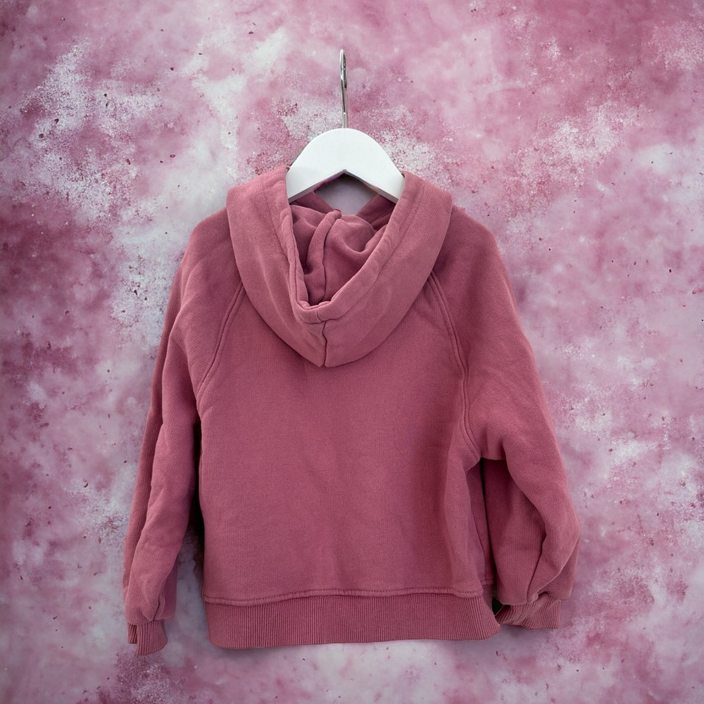 ZARA Girls Mauve Pink Sequins French Bulldog Hoodie Sweater Size 6 Kids … - Picture 2 of 3